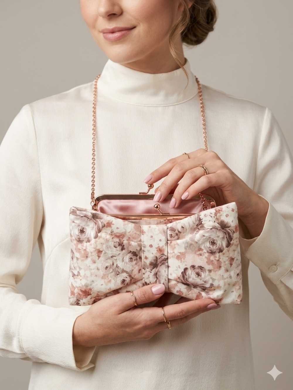 Charming Charlie Floral Clutch Evening Shoulder Bag 4.5"10"